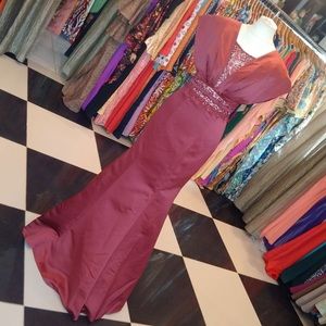 Oxblood satin mermaid dress